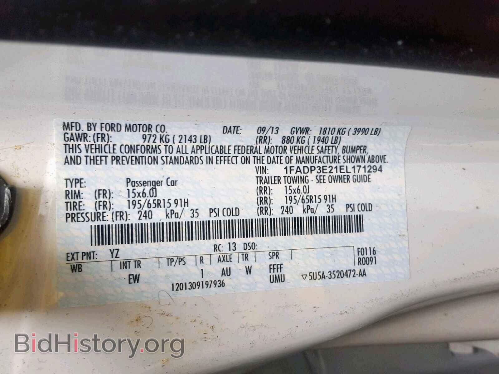 2014 FORD FOCUS - VIN: 1FADP3E21EL171294 - Фото 10