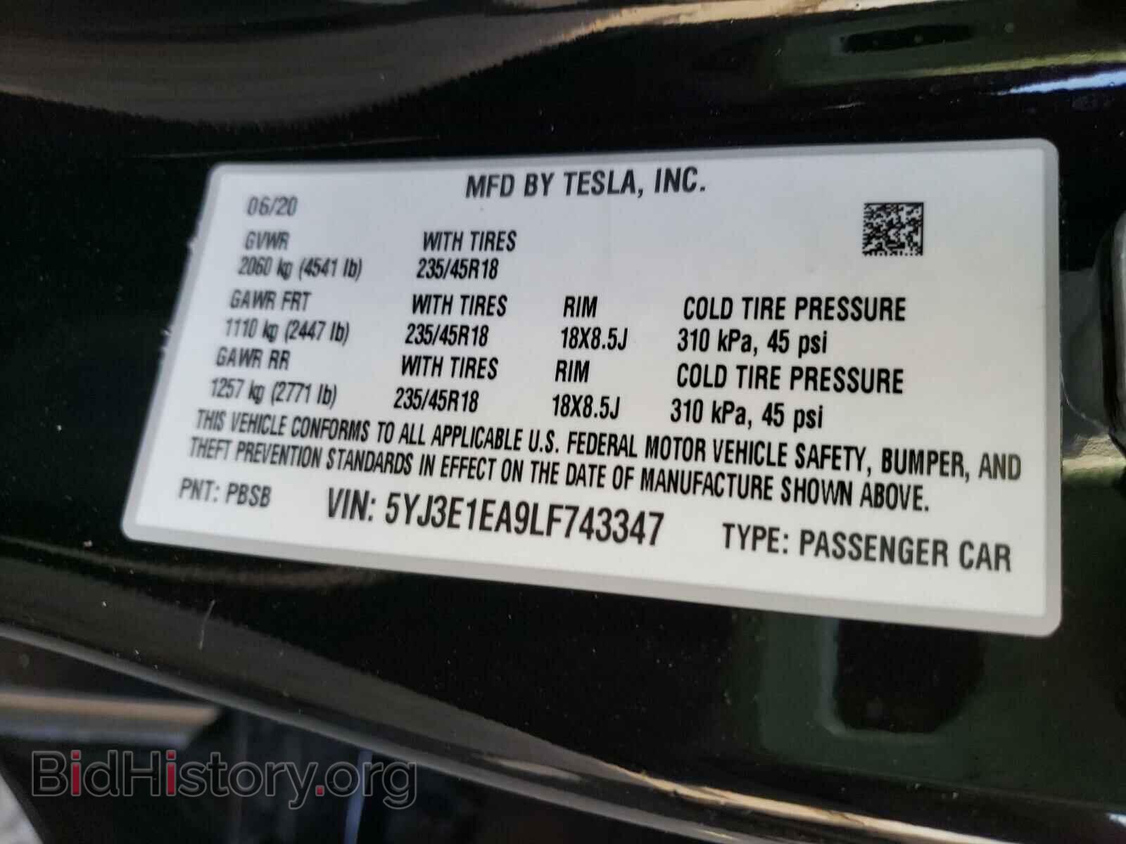 2020 TESLA MODEL 3 - VIN: 5YJ3E1EA9LF743347 - Photo 10