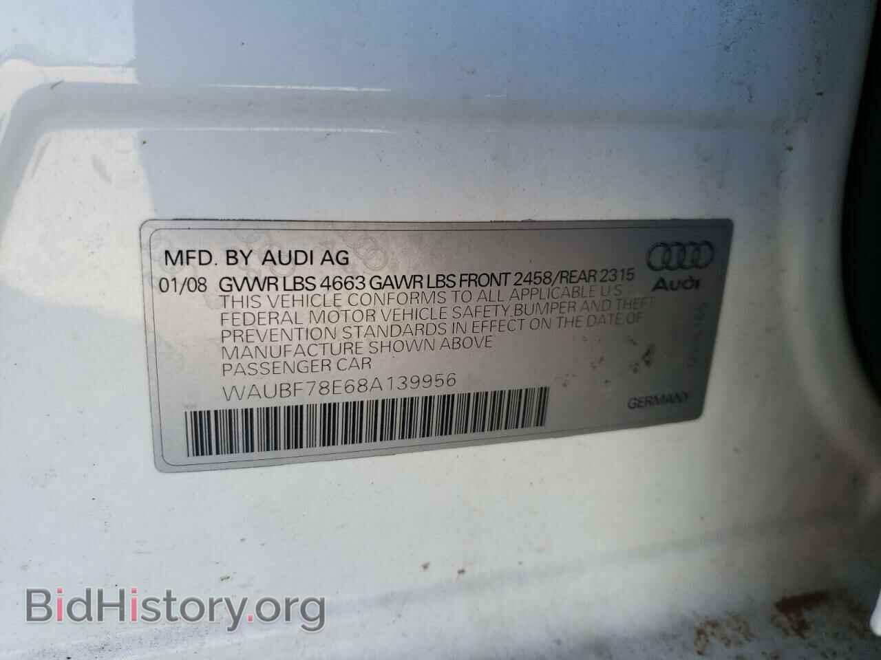 2008 AUDI A4 - VIN: WAUBF78E68A139956 - Фото 10