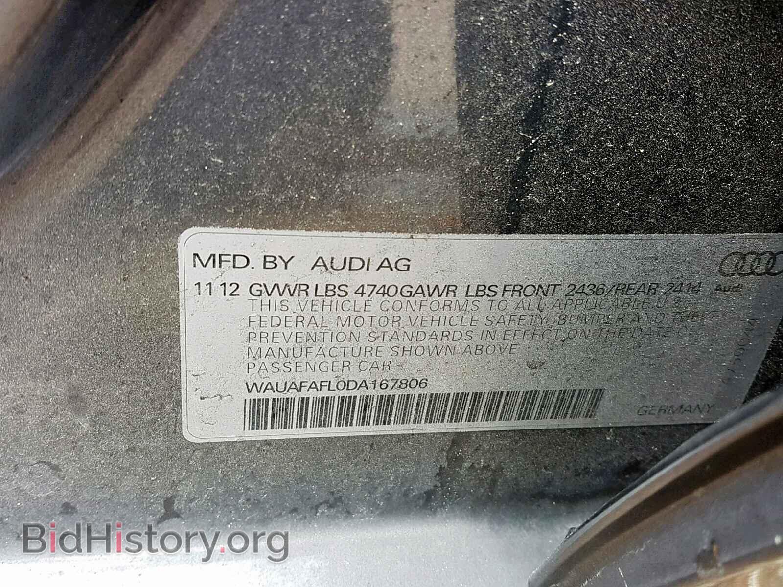 2013 AUDI A4 - VIN: WAUAFAFL0DA167806 - Фото 10