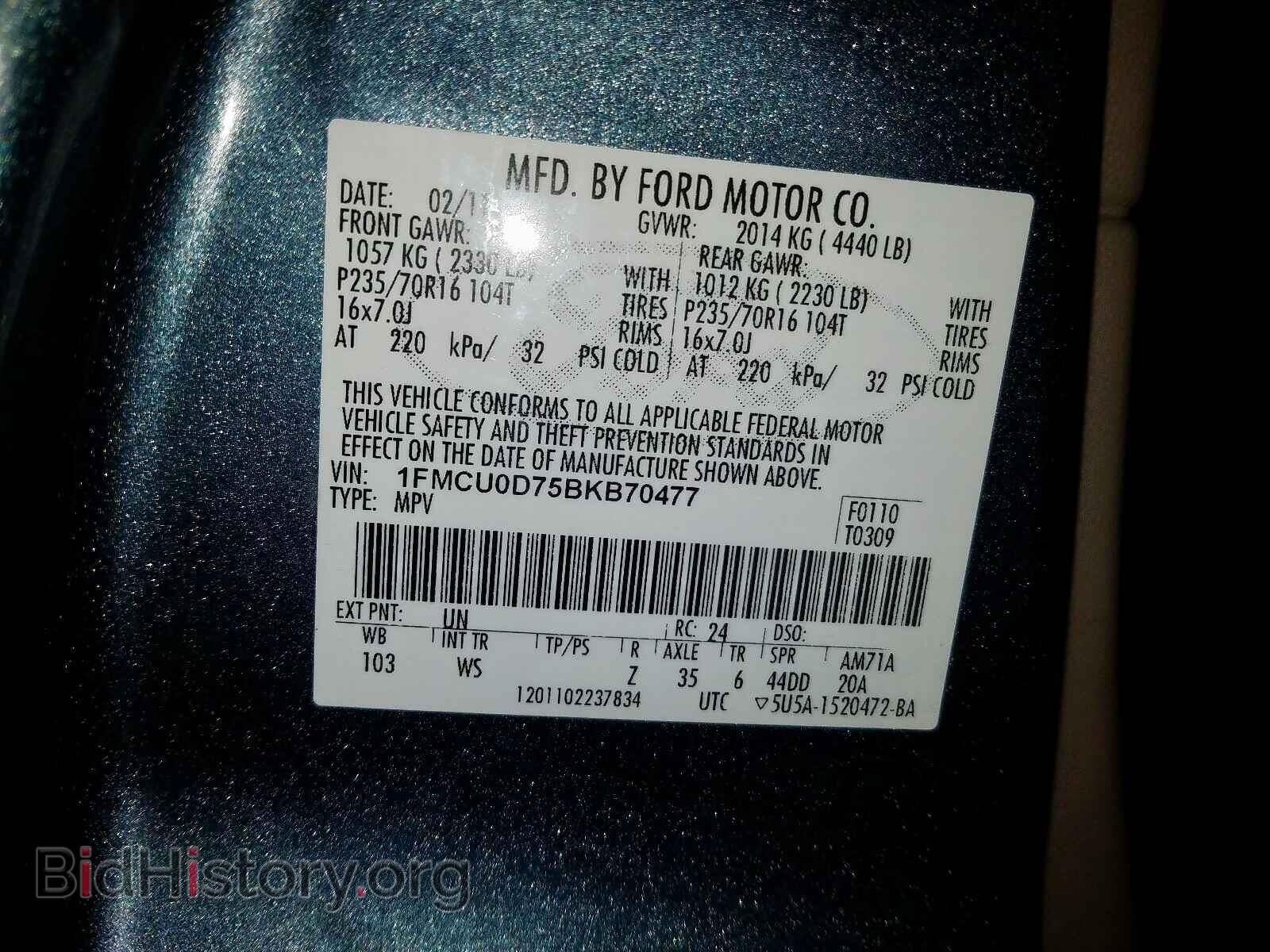 2011 FORD ESCAPE - VIN: 1FMCU0D75BKB70477 - Photo 10