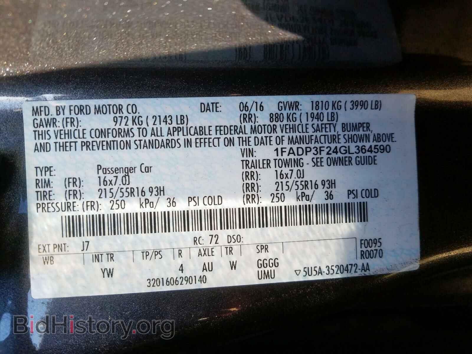 2016 FORD FOCUS - VIN: 1FADP3F24GL364590 - Фото 10