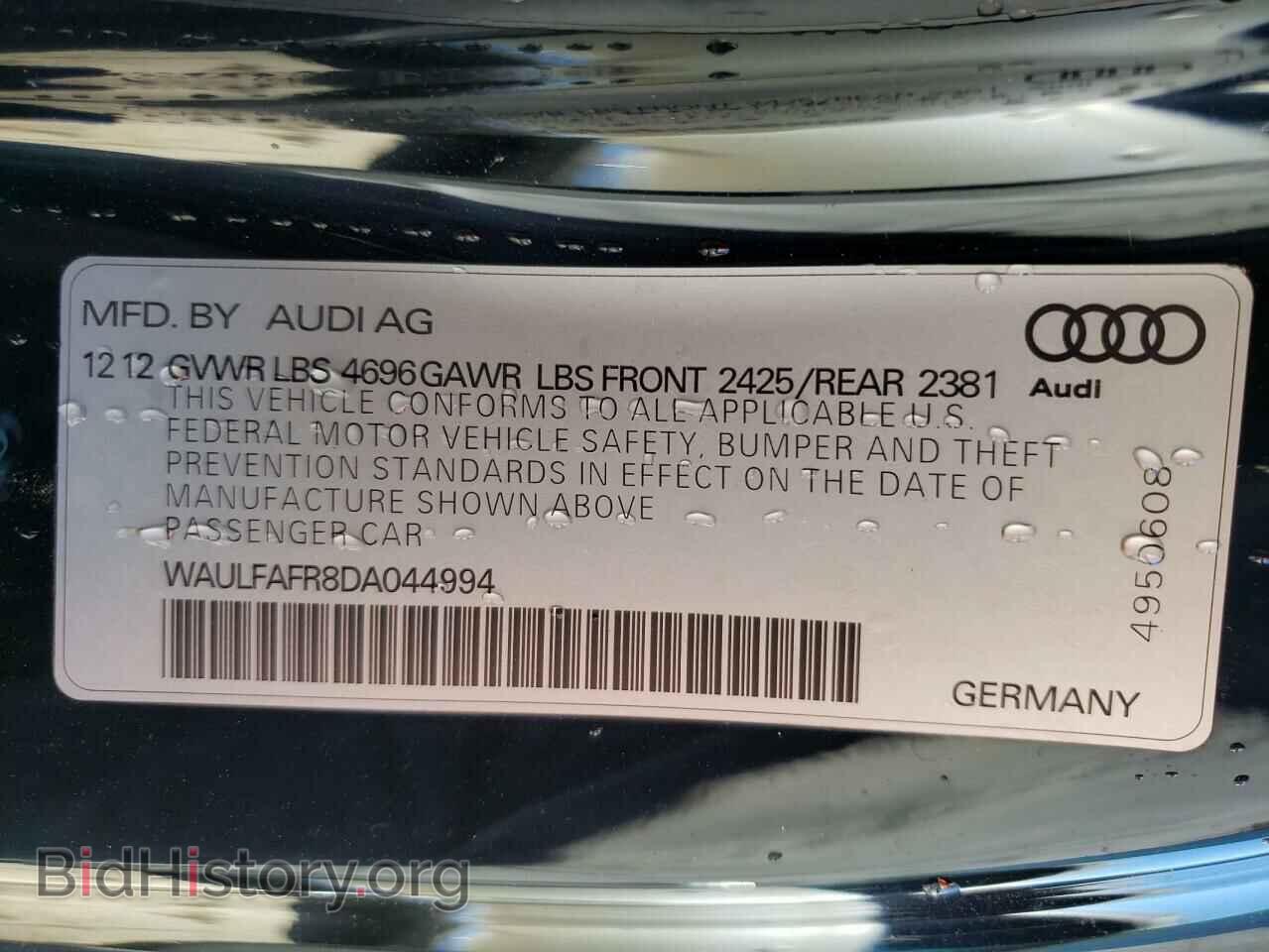 2013 AUDI A5 - VIN: WAULFAFR8DA044994 - Фото 10