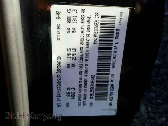 2002 CHRYSLER SEBRING - VIN: 1C3EL55RX2N324763 - Фото 10
