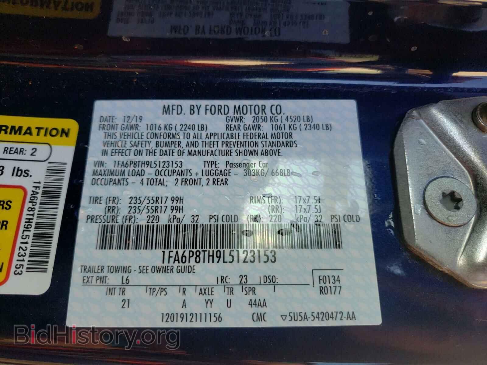 2020 FORD MUSTANG - VIN: 1FA6P8TH9L5123153 - Фото 10
