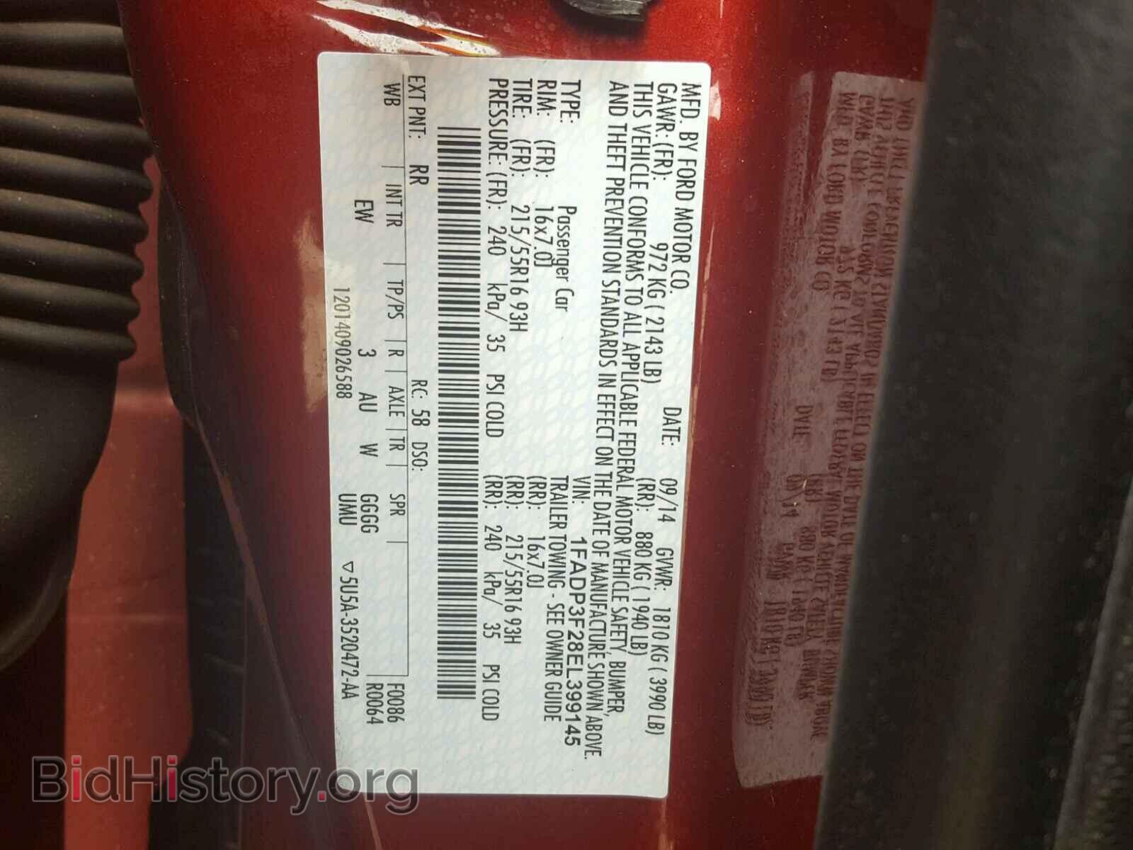 2014 FORD FOCUS - VIN: 1FADP3F28EL399145 - Фото 10