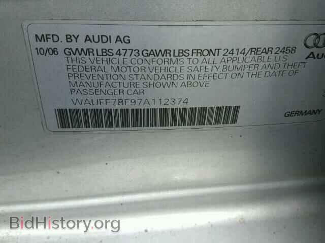 2007 AUDI A4 - VIN: WAUEF78E97A112374 - Фото 10