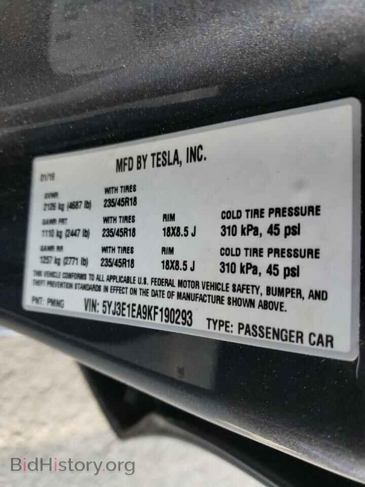 2019 TESLA MODEL 3 - VIN: 5YJ3E1EA9KF190293 - Photo 10