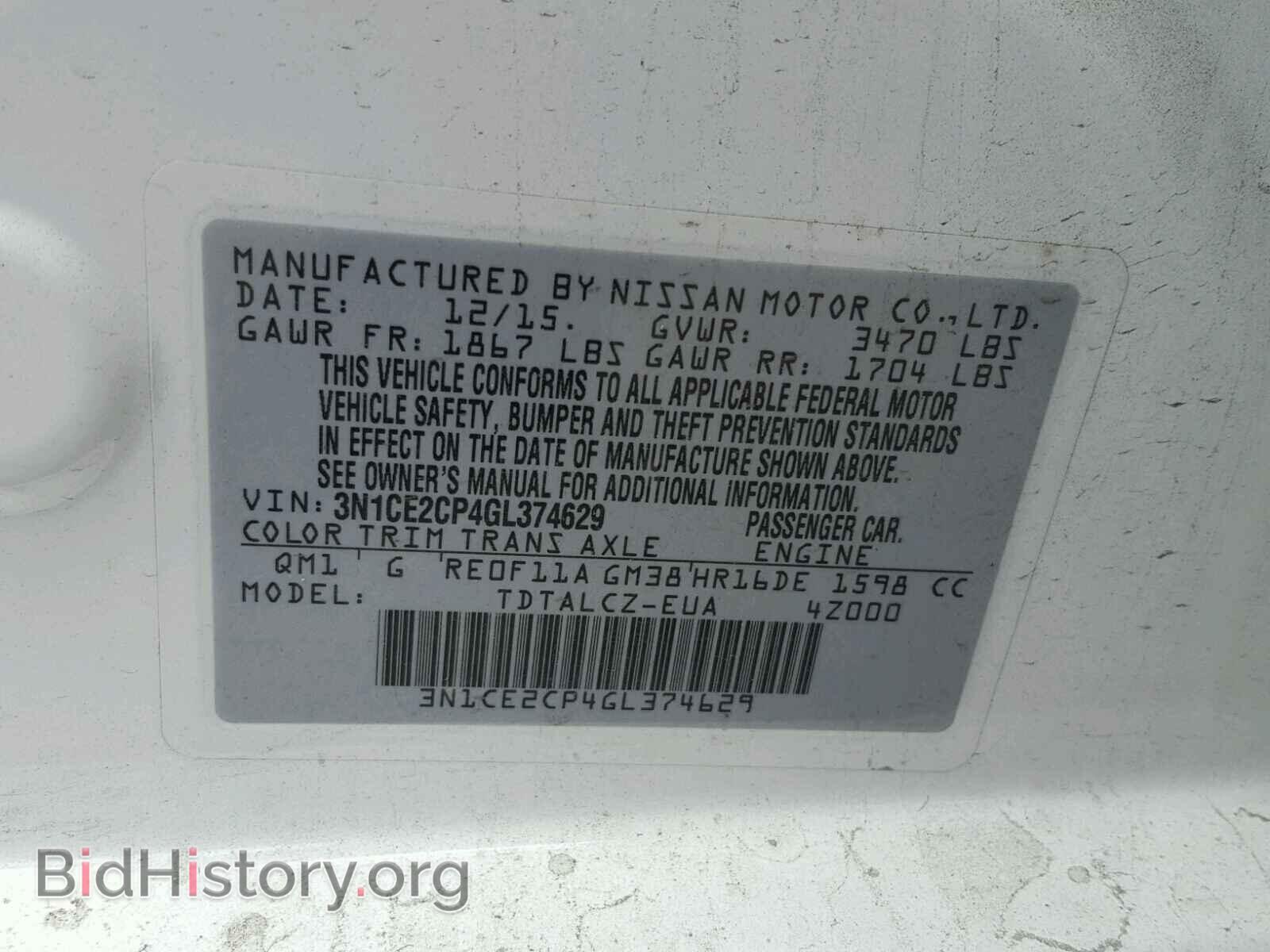 2016 NISSAN VERSA - VIN: 3N1CE2CP4GL374629 - Фото 10