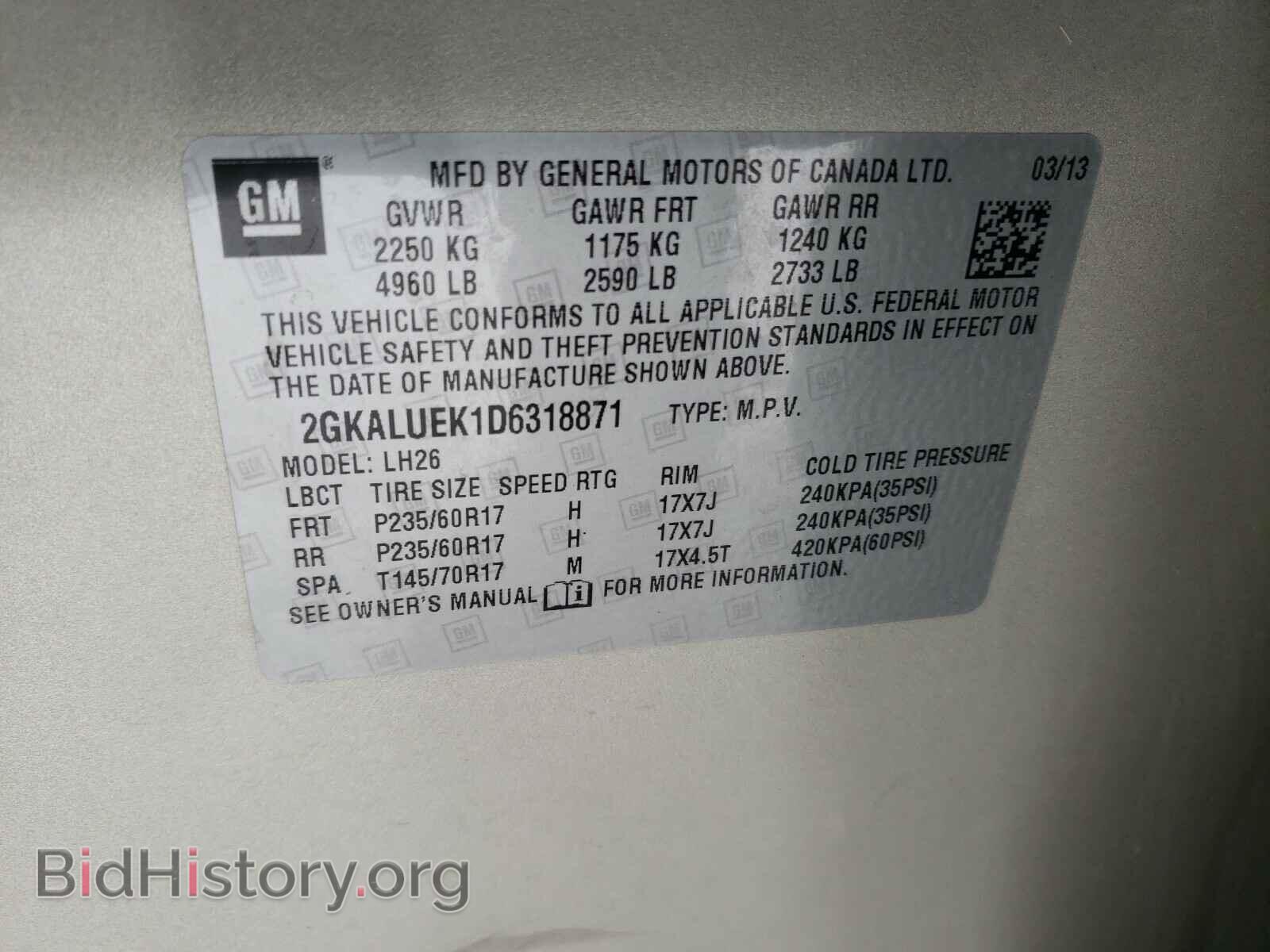 2013 GMC TERRAIN - VIN: 2GKALUEK1D6318871 - Photo 10