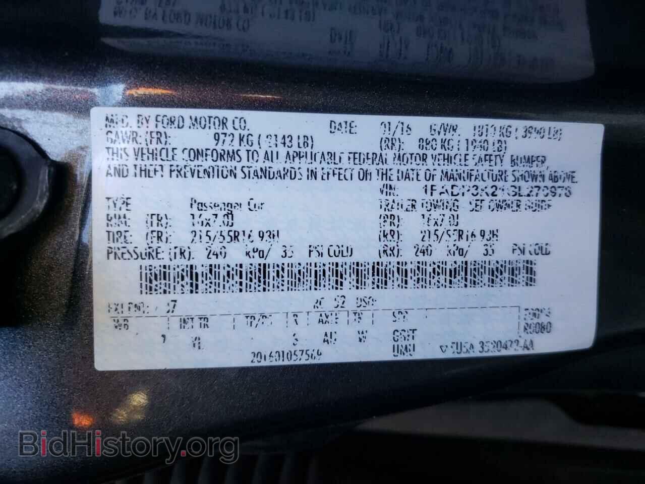 2016 FORD FOCUS - VIN: 1FADP3K21GL270978 - Фото 10