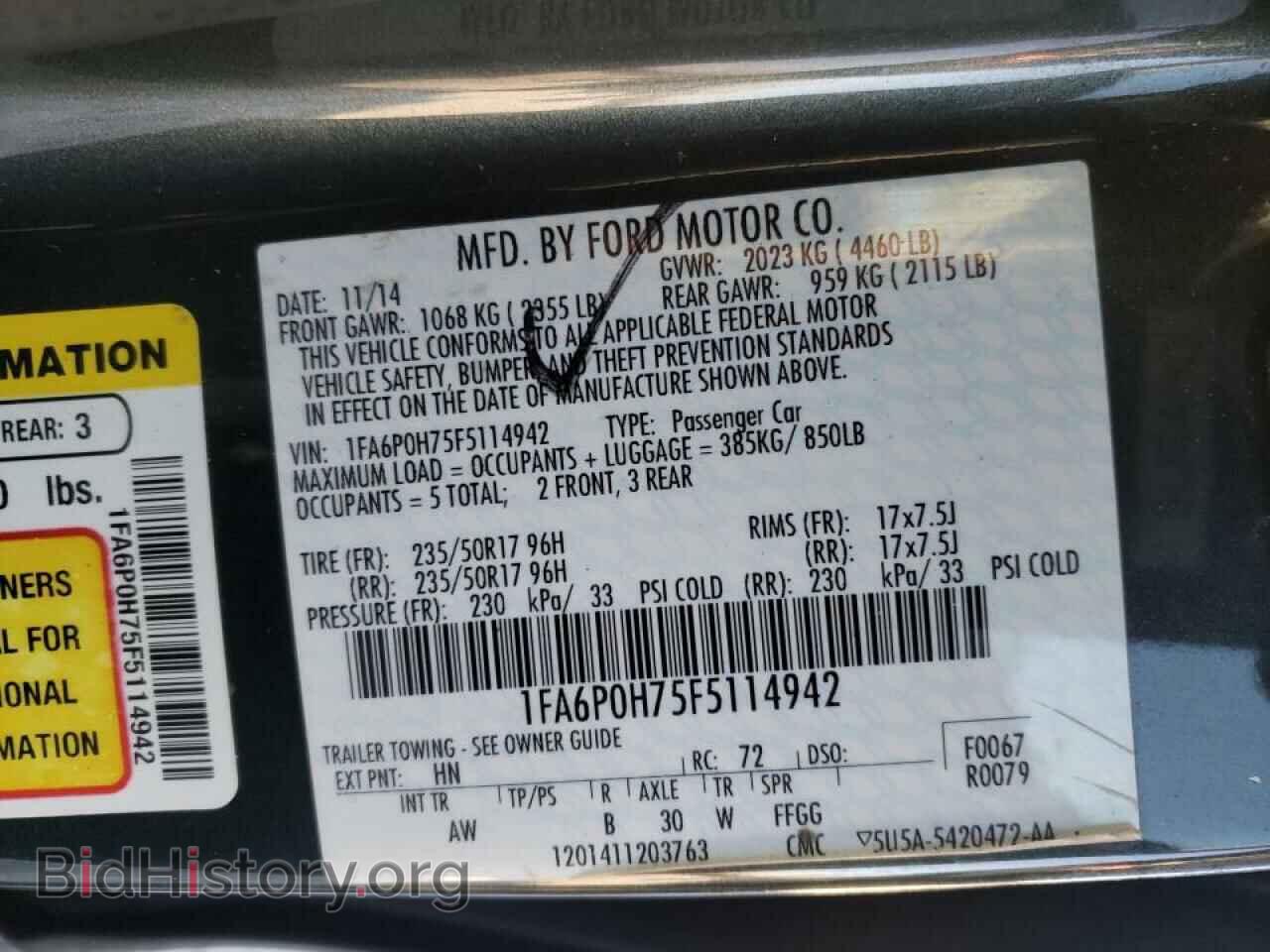 2015 FORD FUSION - VIN: 1FA6P0H75F5114942 - Фото 10