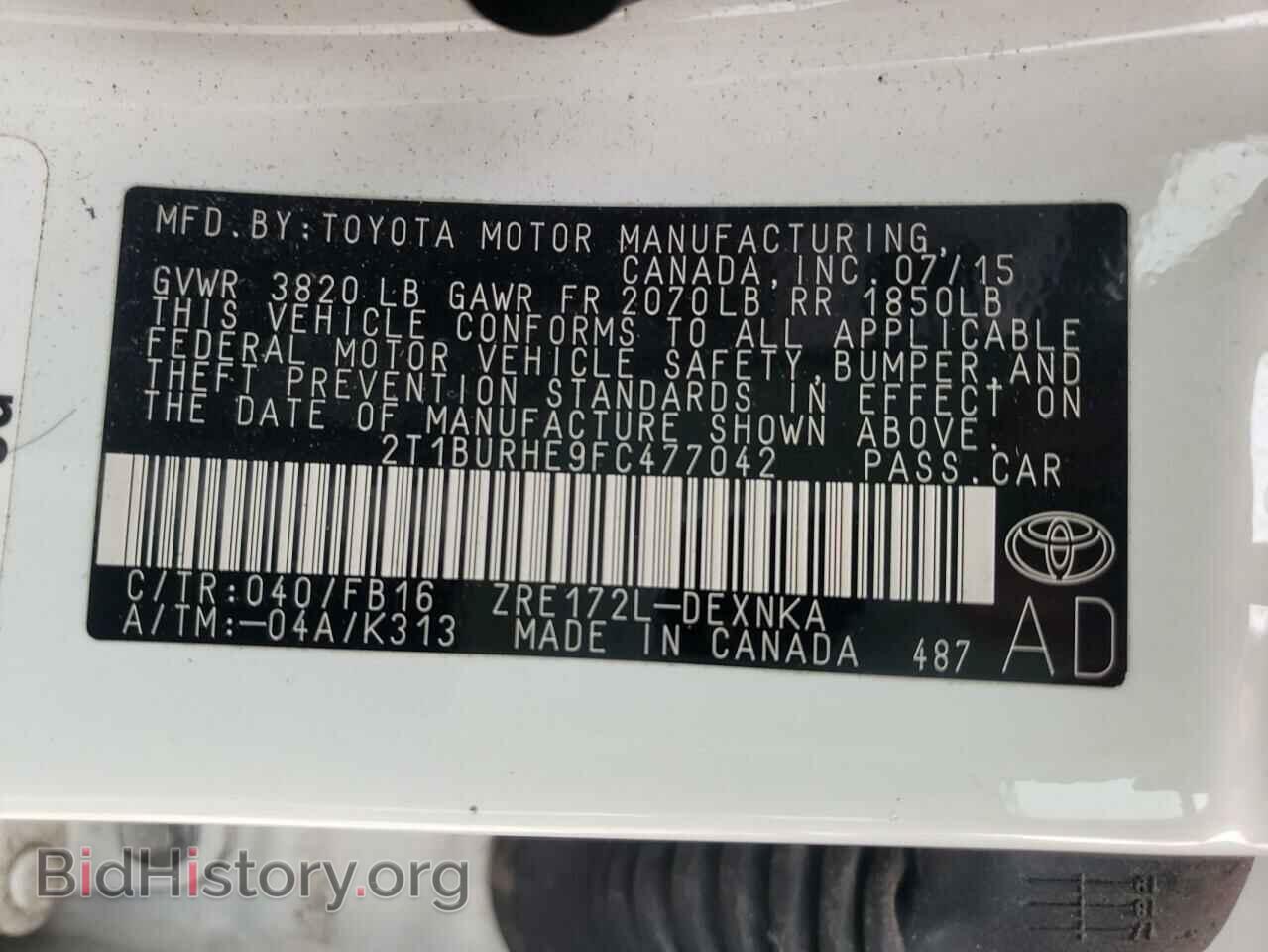 2015 TOYOTA COROLLA - VIN: 2T1BURHE9FC477042 - Фото 10
