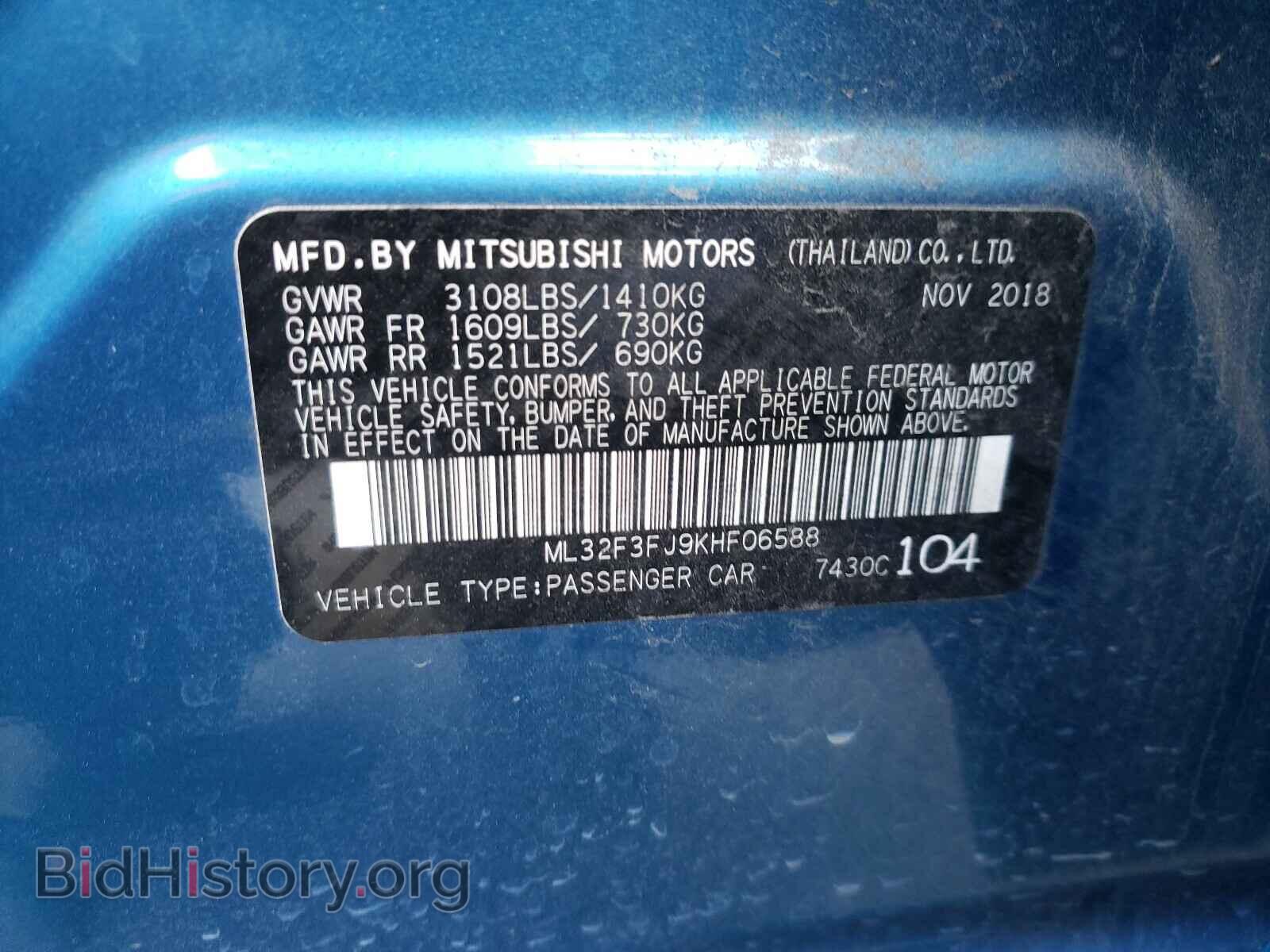 2019 MITSUBISHI MIRAGE - VIN: ML32F3FJ9KHF06588 - Фото 10