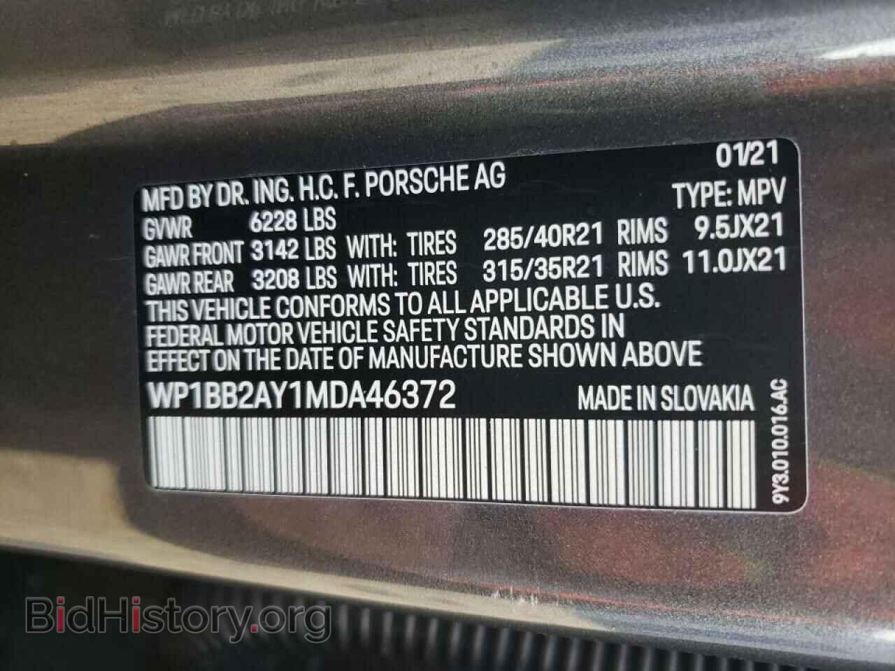 2021 PORSCHE CAYENNE - VIN: WP1BB2AY1MDA46372 - Photo 10