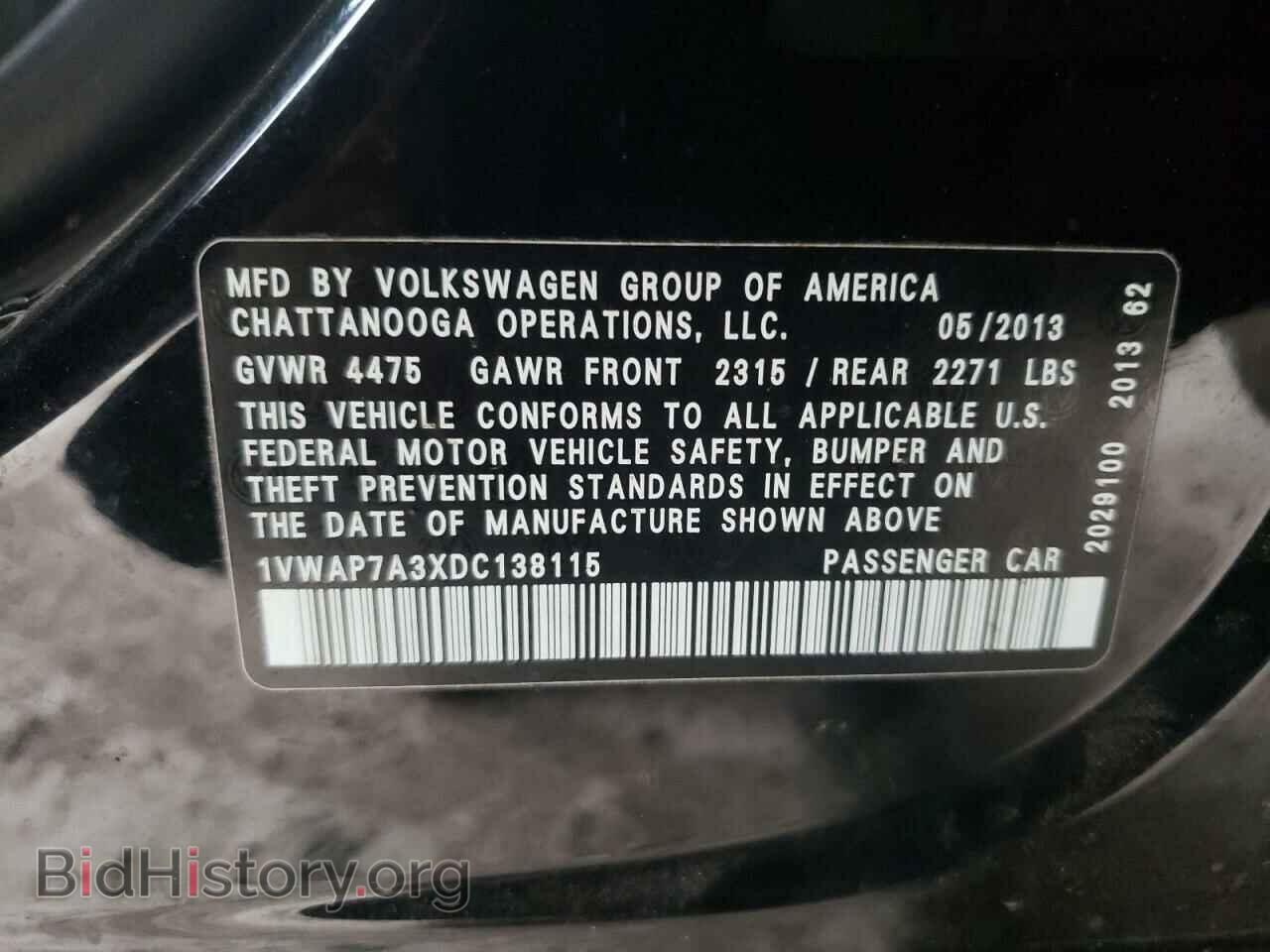 2013 VOLKSWAGEN PASSAT - VIN: 1VWAP7A3XDC138115 - Фото 10