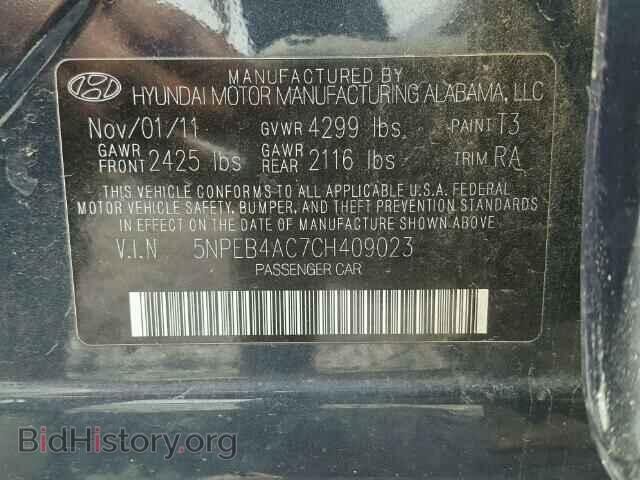 2012 HYUNDAI SONATA - VIN: 5NPEB4AC7CH409023 - Фото 10