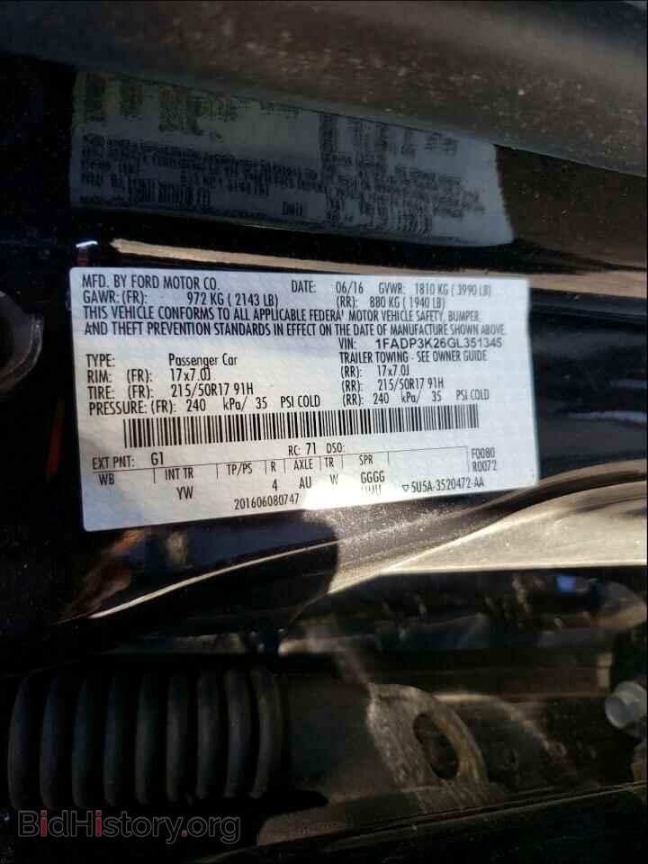 2016 FORD FOCUS - VIN: 1FADP3K26GL351345 - Фото 10