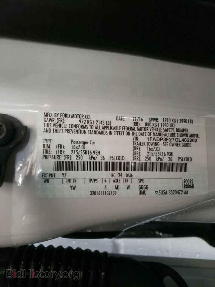 2016 FORD FOCUS - VIN: 1FADP3F27GL402202 - Фото 10