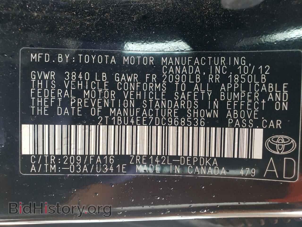 2013 TOYOTA COROLLA - VIN: 2T1BU4EE7DC968536 - Фото 10