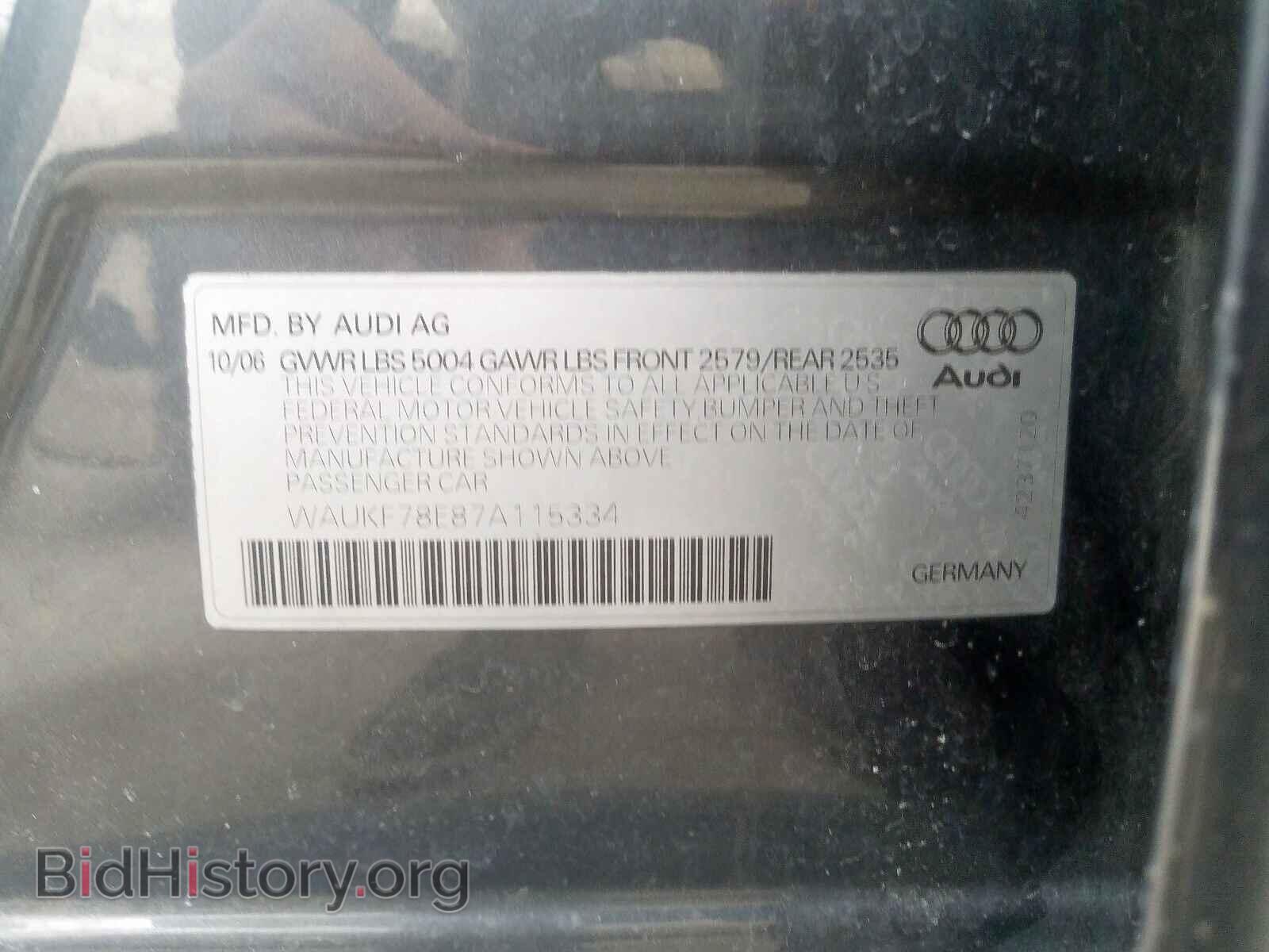 2007 AUDI A4 - VIN: WAUKF78E87A115334 - Фото 10