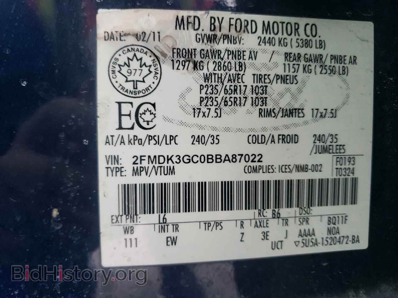 2011 FORD EDGE - VIN: 2FMDK3GC0BBA87022 - Photo 10