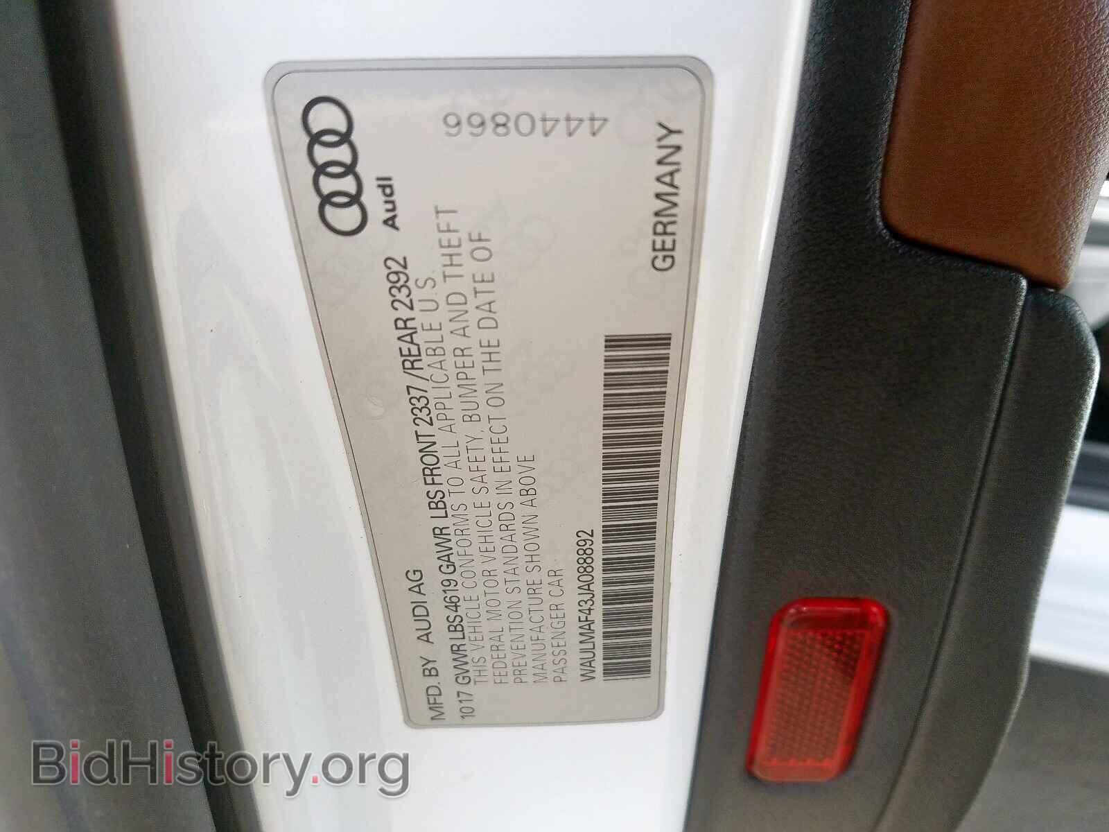 2018 AUDI A4 - VIN: WAULMAF43JA088892 - Photo 10