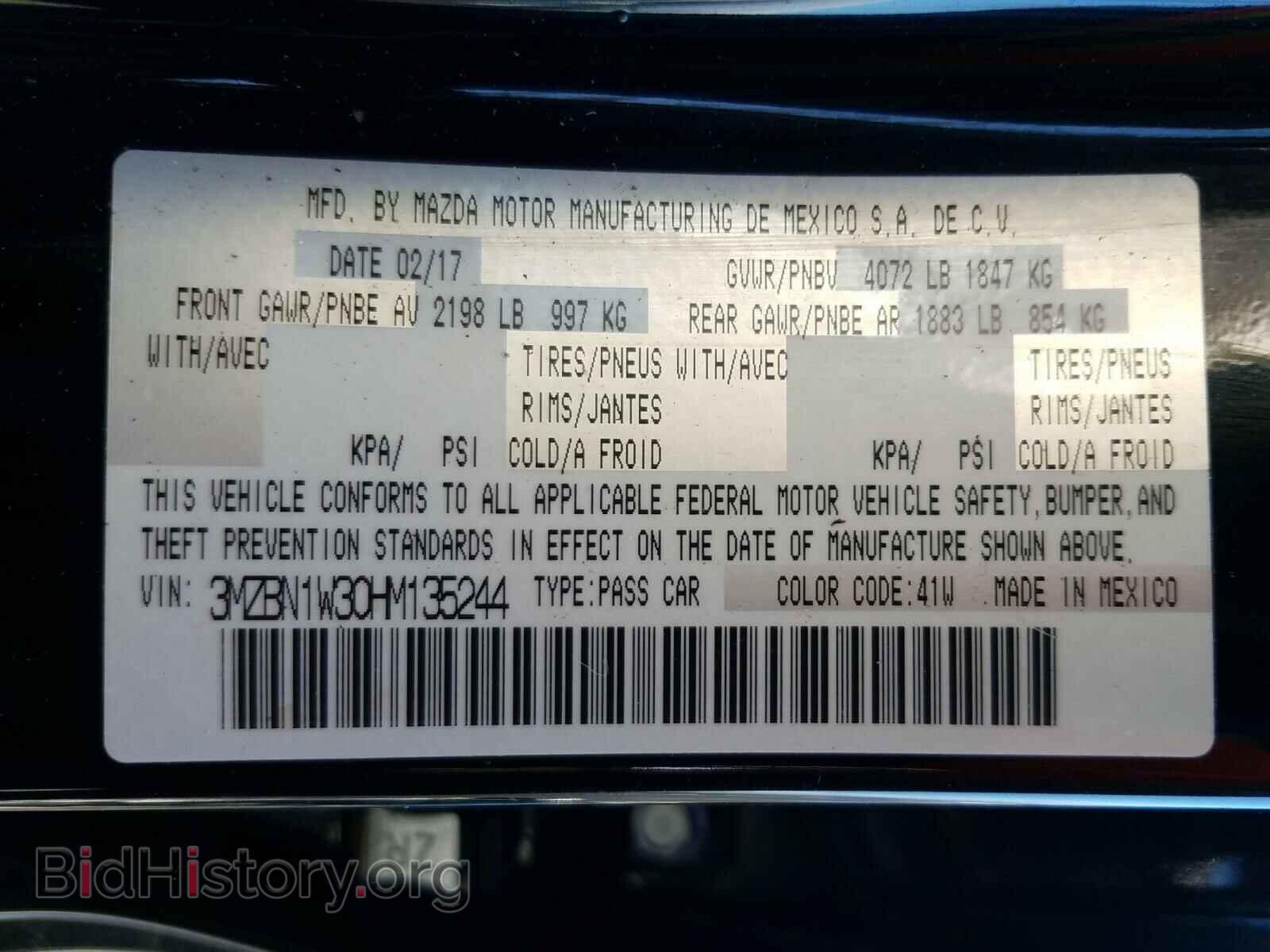 2017 MAZDA 3 - VIN: 3MZBN1W30HM135244 - Фото 10