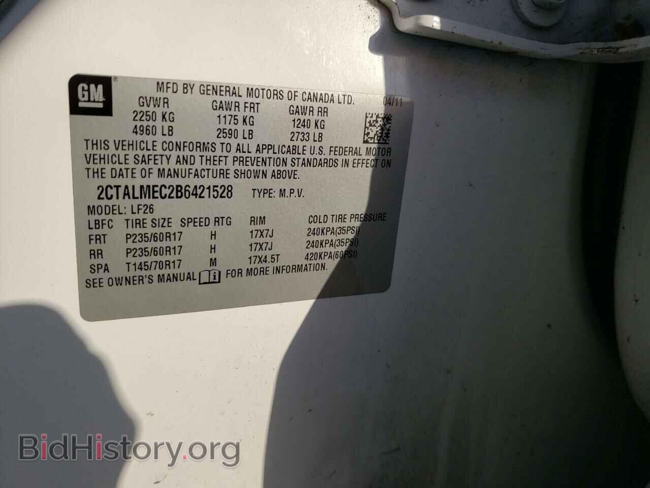 2011 GMC TERRAIN - VIN: 2CTALMEC2B6421528 - Photo 10
