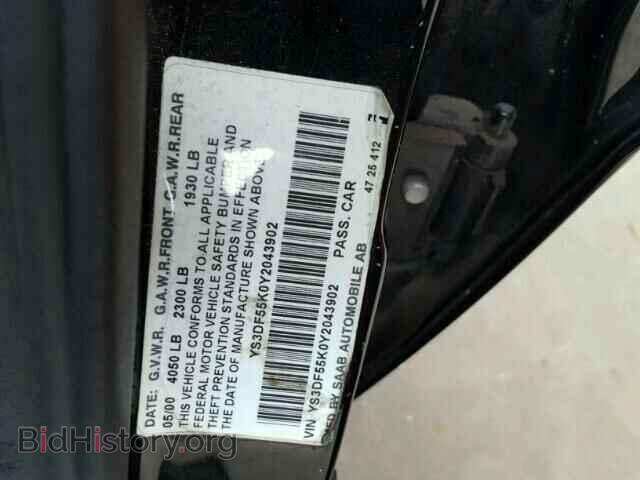 2000 SAAB 9 3 - VIN: YS3DF55K0Y2043902 - Фото 10