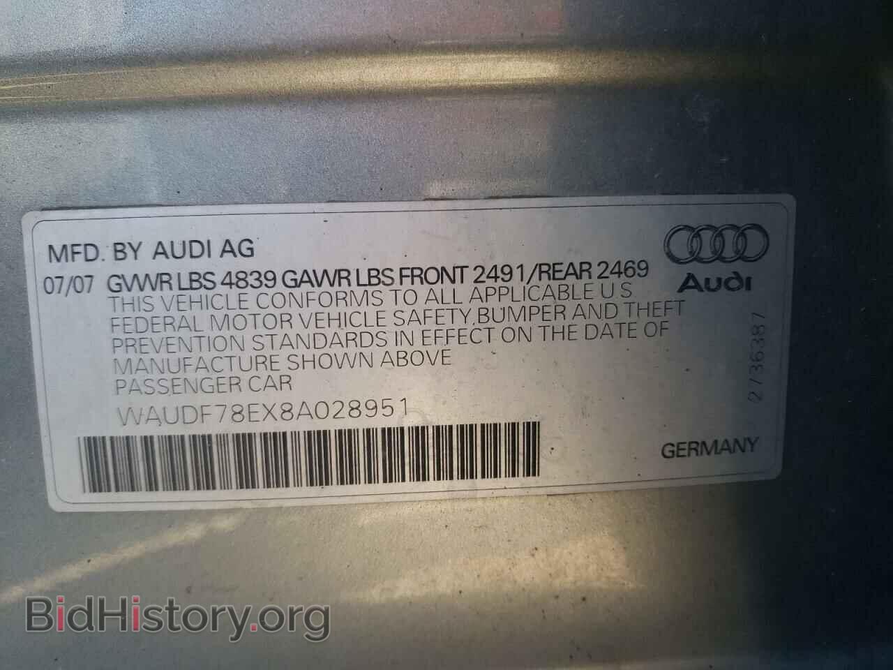 2008 AUDI A4 - VIN: WAUDF78EX8A028951 - Фото 10