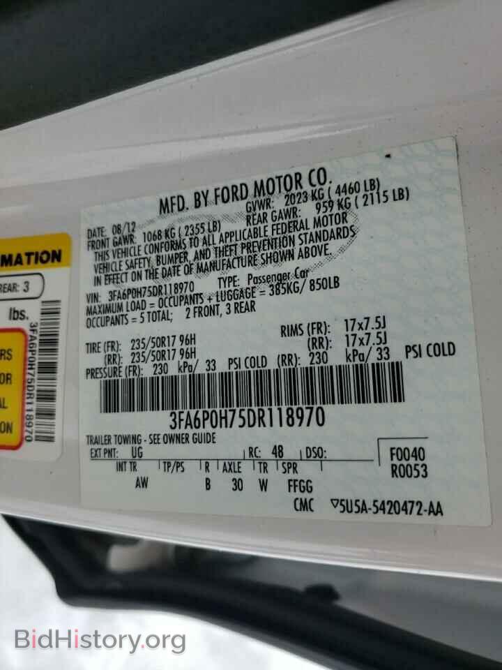 2013 FORD FUSION - VIN: 3FA6P0H75DR118970 - Фото 10