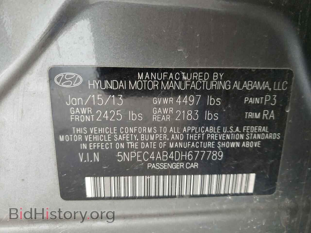 2013 HYUNDAI SONATA - VIN: 5NPEC4AB4DH677789 - Фото 10