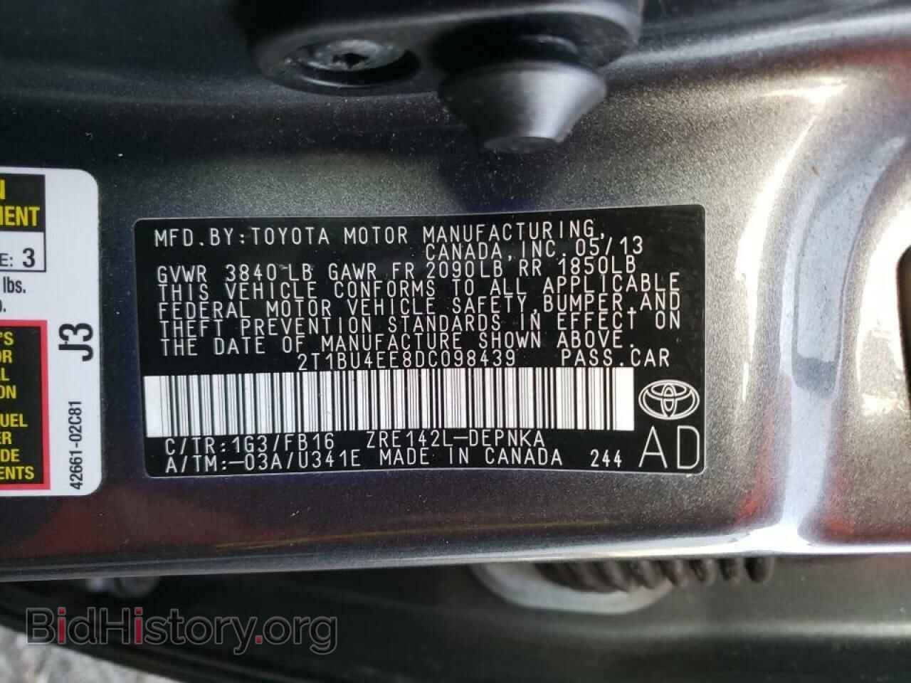 2013 TOYOTA COROLLA - VIN: 2T1BU4EE8DC098439 - Фото 10
