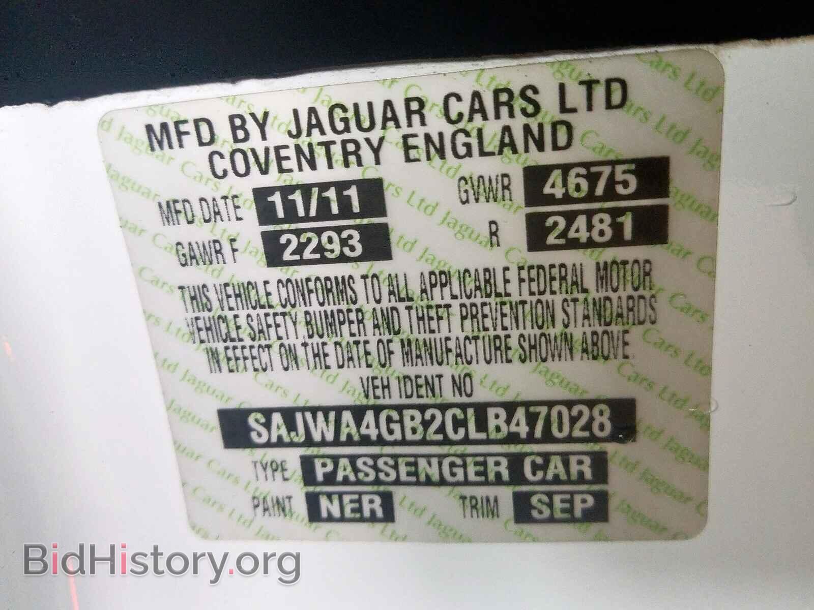 2012 JAGUAR XK - VIN: SAJWA4GB2CLB47028 - Фото 10