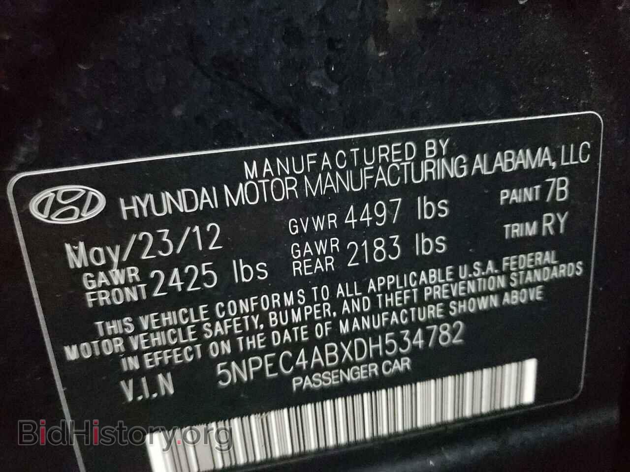2013 HYUNDAI SONATA - VIN: 5NPEC4ABXDH534782 - Фото 10