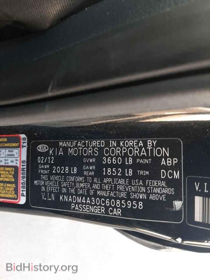 2012 KIA RIO - VIN: KNADM4A30C6085958 - Фото 10