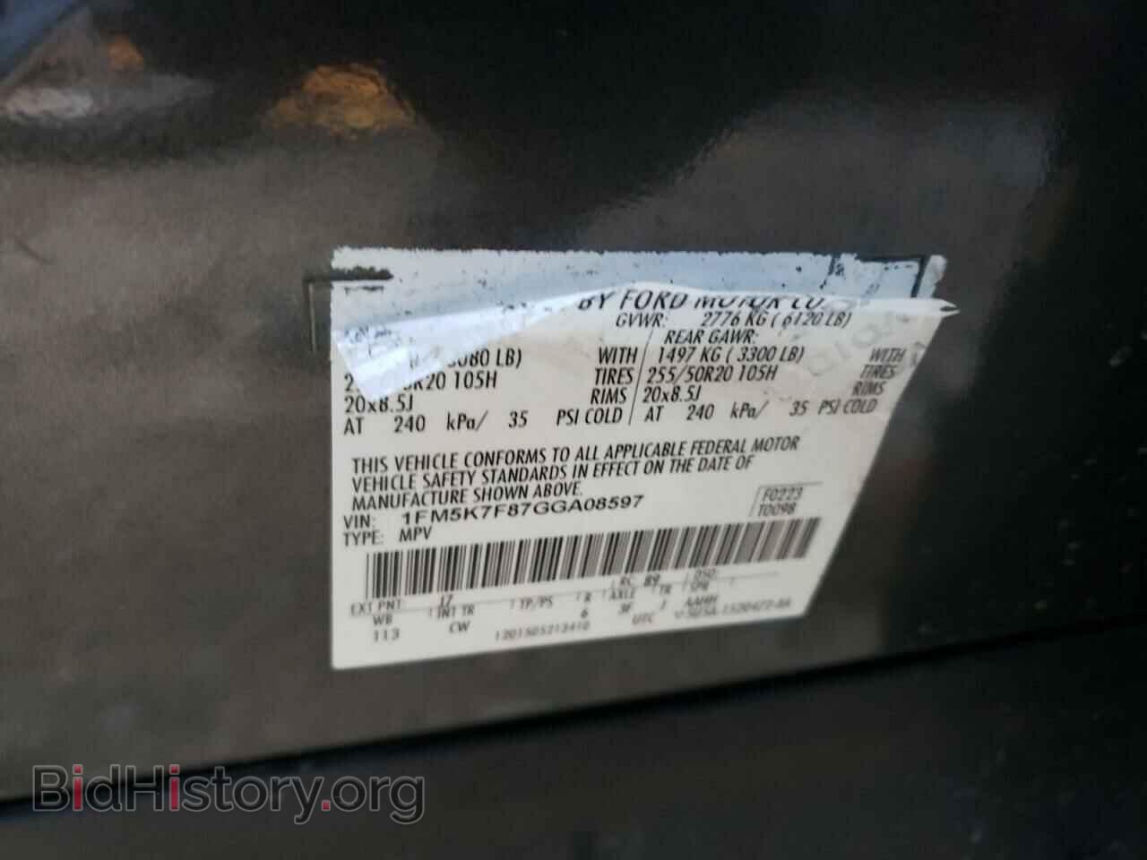 2016 FORD EXPLORER - VIN: 1FM5K7F87GGA08597 - Фото 10