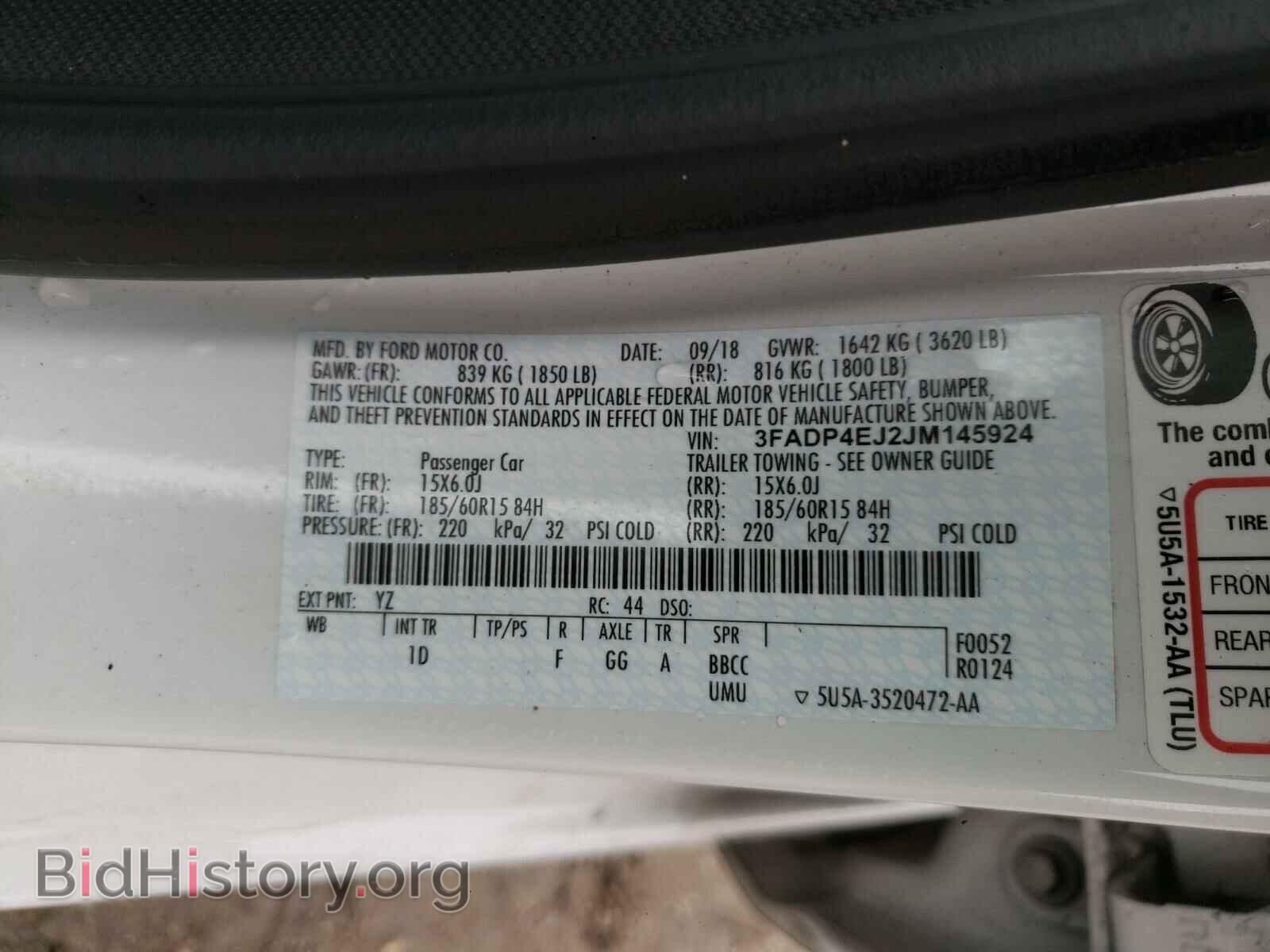 2018 FORD FIESTA - VIN: 3FADP4EJ2JM145924 - Фото 10