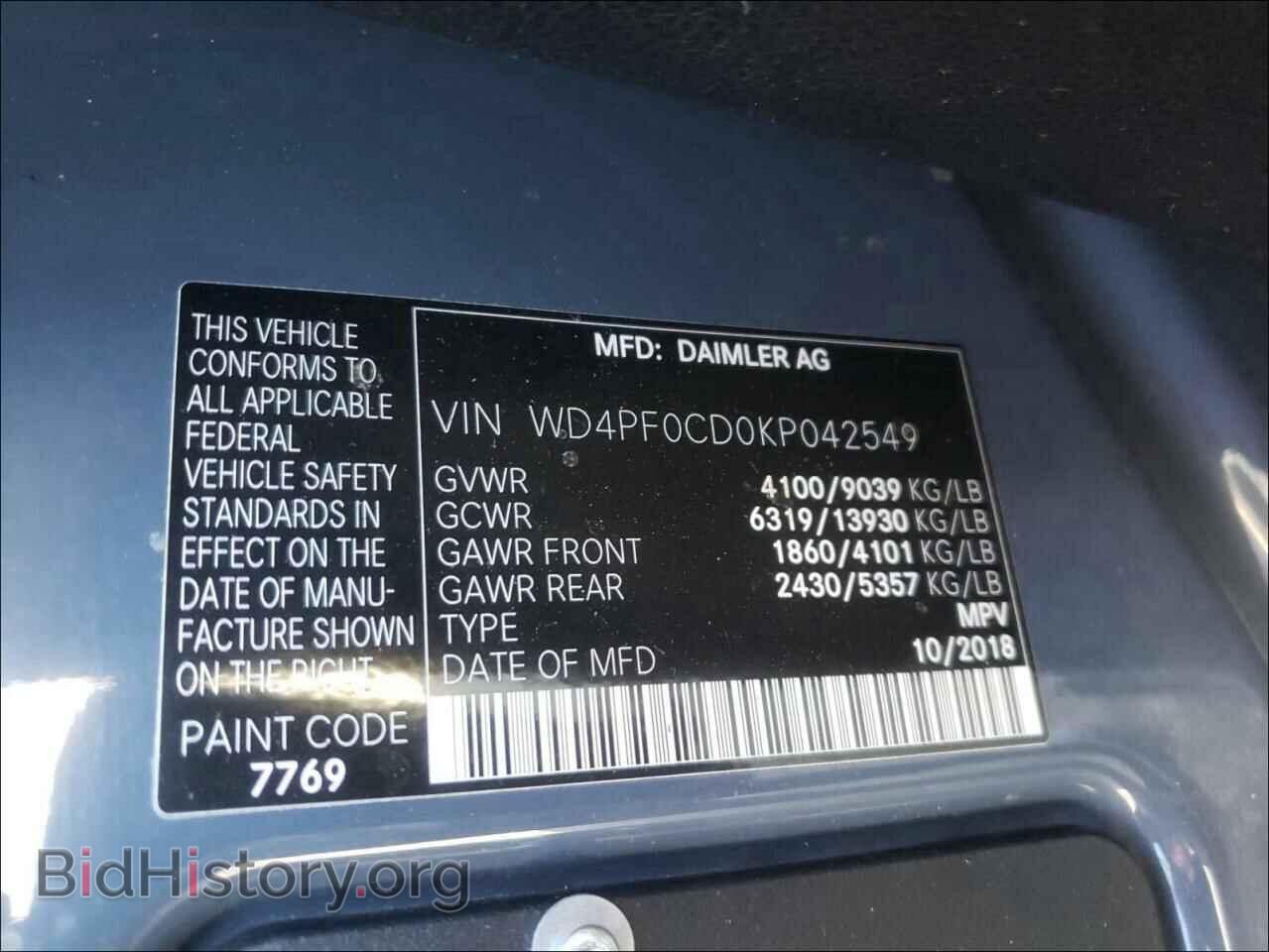 2019 MERCEDES-BENZ SPRINTER - VIN: WD4PF0CD0KP042549 - Фото 10