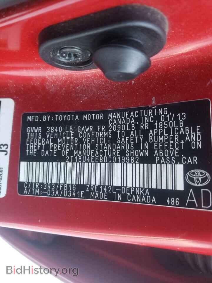 2013 TOYOTA COROLLA - VIN: 2T1BU4EE8DC019982 - Фото 10