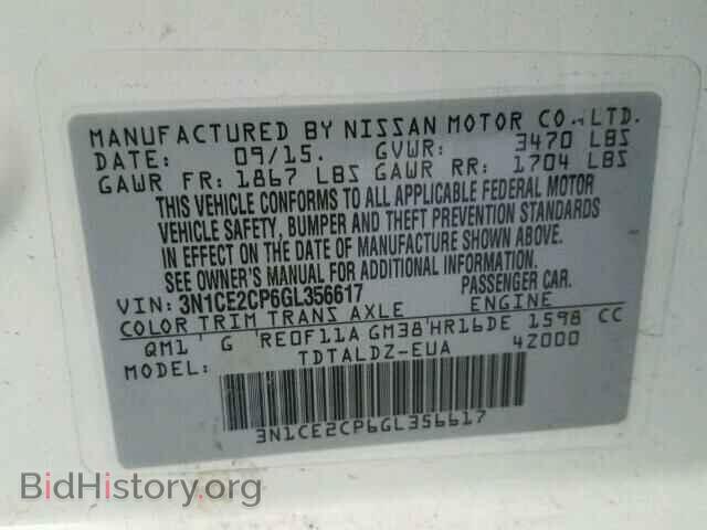 2016 NISSAN VERSA - VIN: 3N1CE2CP6GL356617 - Фото 10