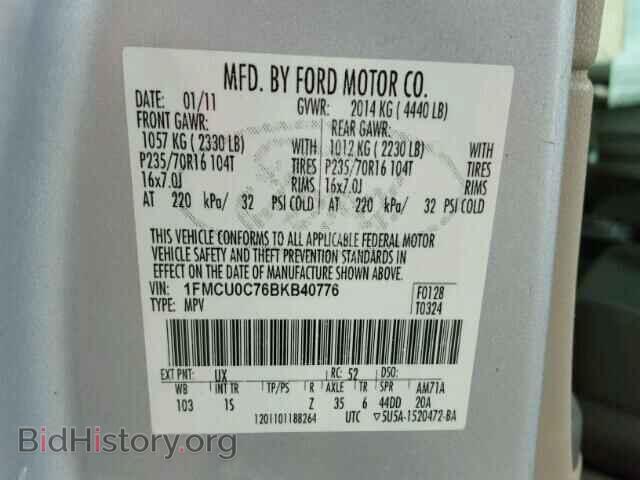 2011 FORD ESCAPE - VIN: 1FMCU0C76BKB40776 - Photo 10