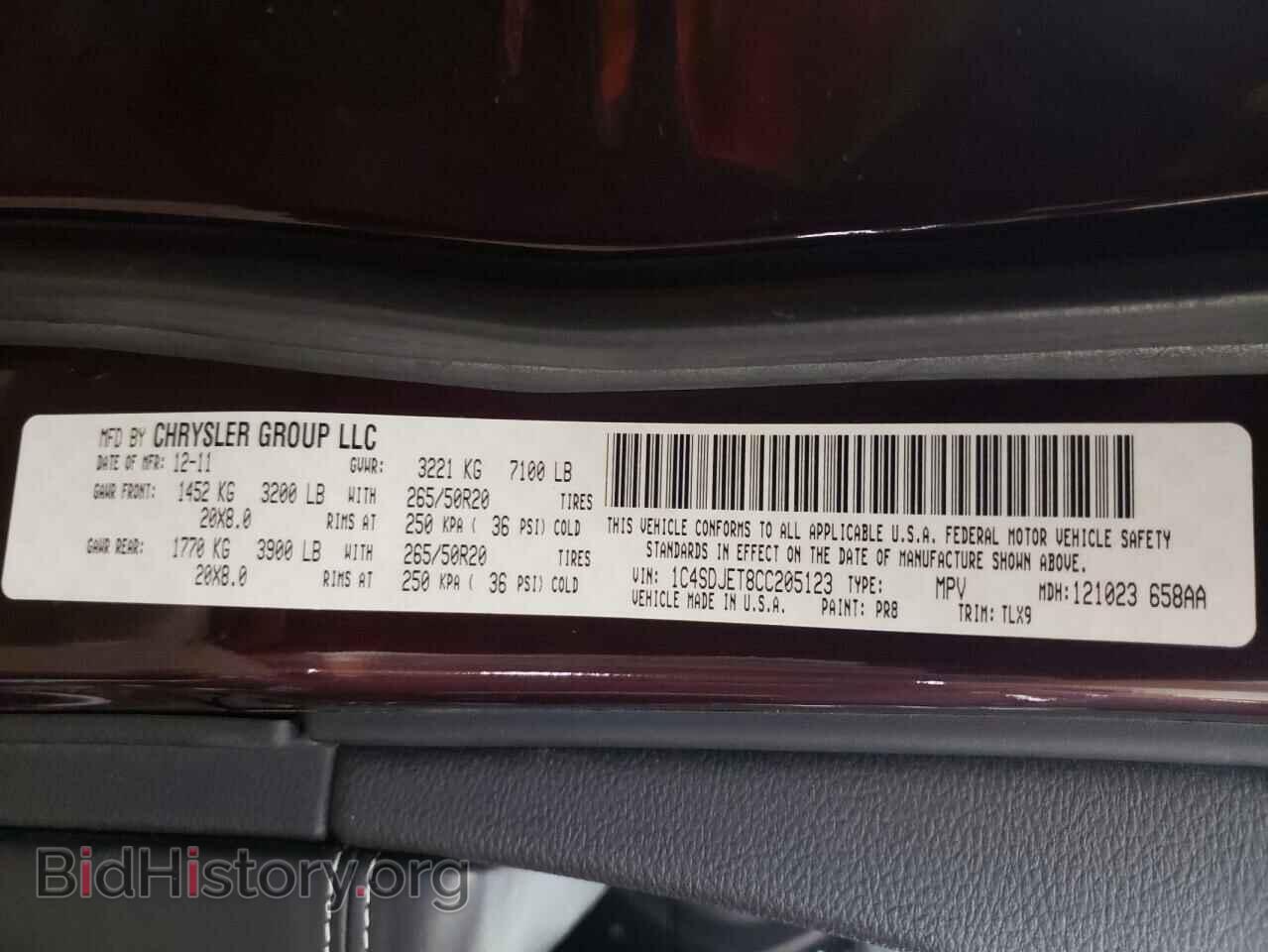 2012 DODGE DURANGO - VIN: 1C4SDJET8CC205123 - Photo 10