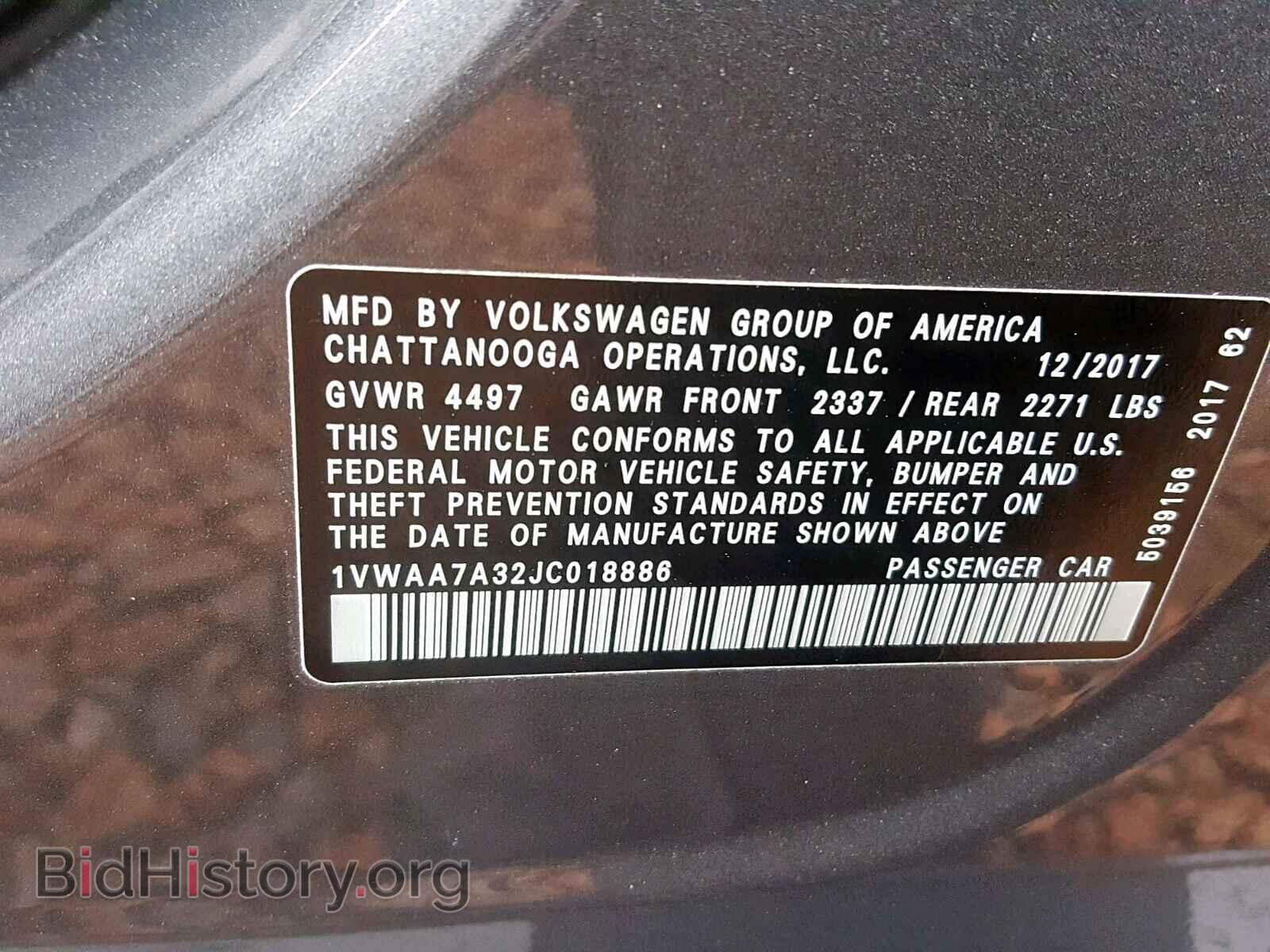 2018 VOLKSWAGEN PASSAT - VIN: 1VWAA7A32JC018886 - Фото 10