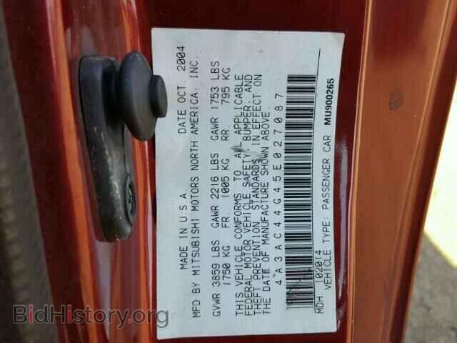 2005 MITSUBISHI ECLIPSE - VIN: 4A3AC44G45E027087 - Фото 10