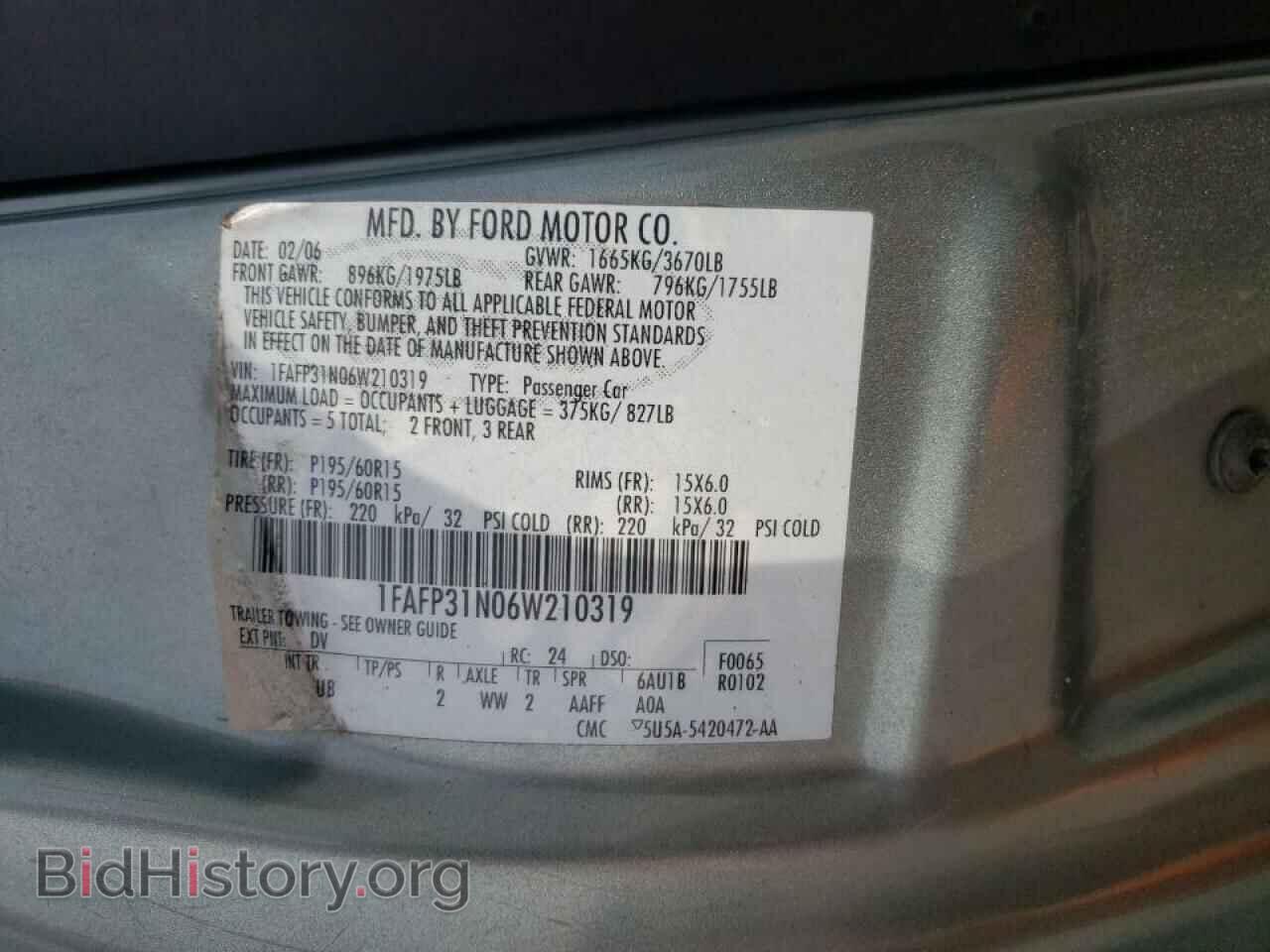 2006 FORD FOCUS - VIN: 1FAFP31N06W210319 - Фото 10