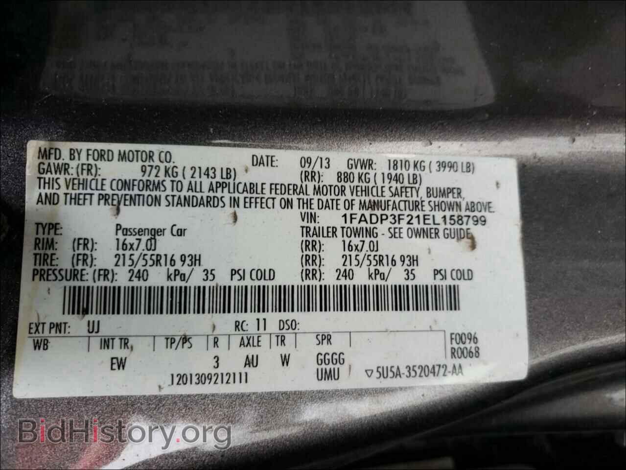 2014 FORD FOCUS - VIN: 1FADP3F21EL158799 - Фото 10