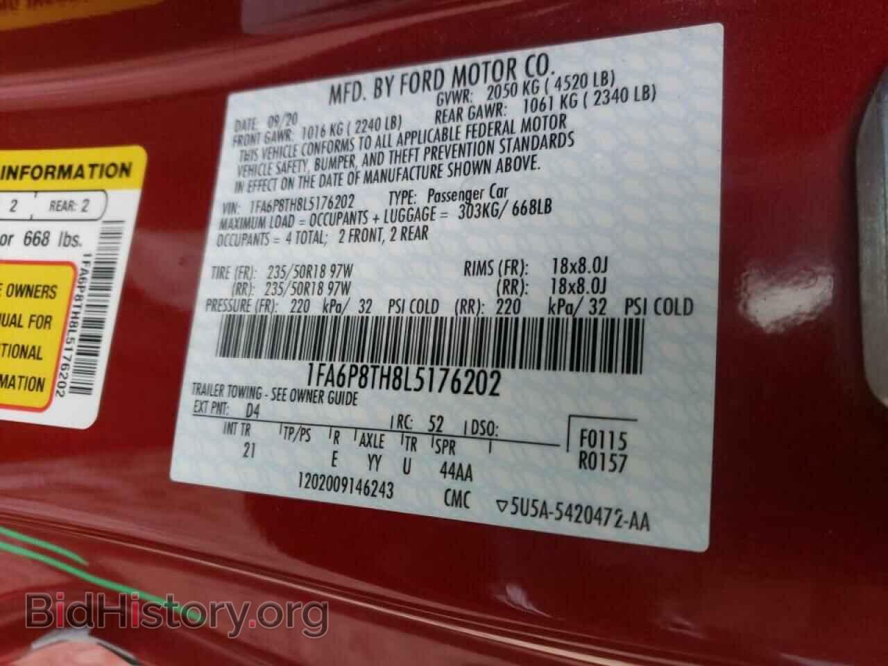 2020 FORD MUSTANG - VIN: 1FA6P8TH8L5176202 - Фото 10