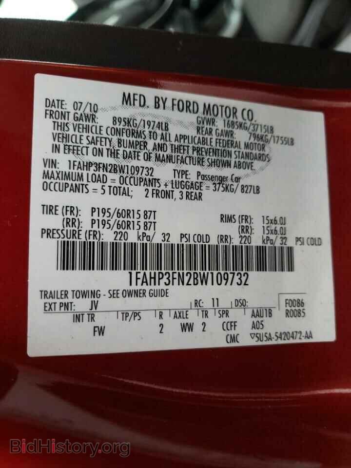 2011 FORD FOCUS - VIN: 1FAHP3FN2BW109732 - Фото 10